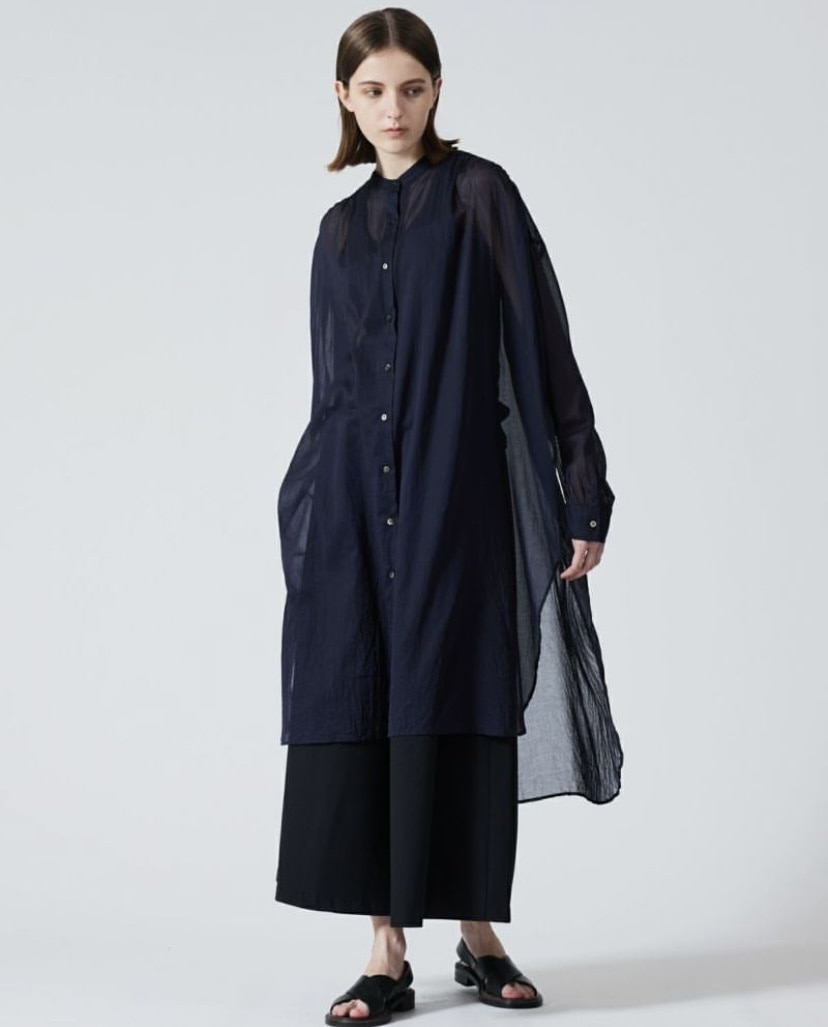 mizuiro ind/ミズイロインド　stand collar gather OP Black Free