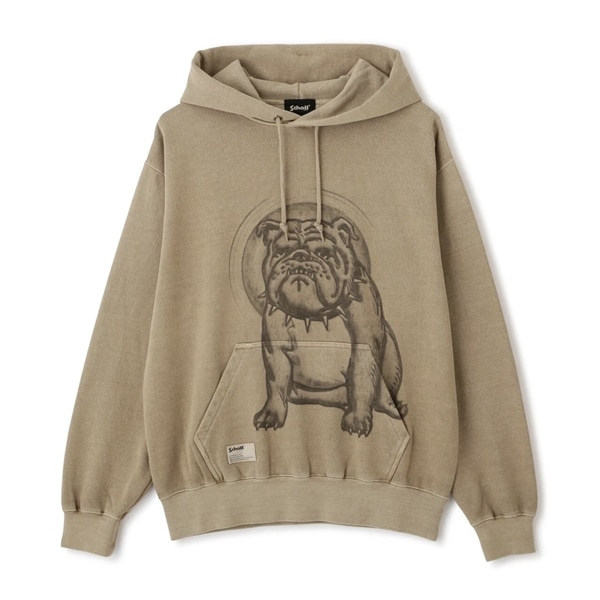 Schott/ショット/PRINT BULL HOODED SWEAT/プリントブル フーディースウェット ベージュ M