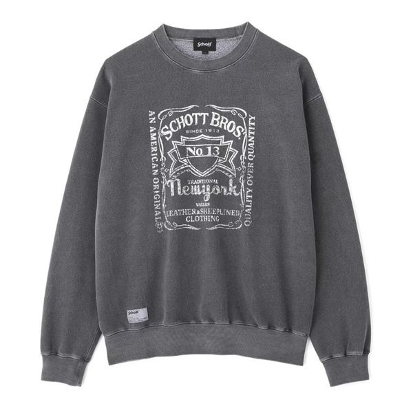Schott/ショット/SQUARE LOGO CREW SWEAT/スクエアロゴ クルースウェット ブラック M