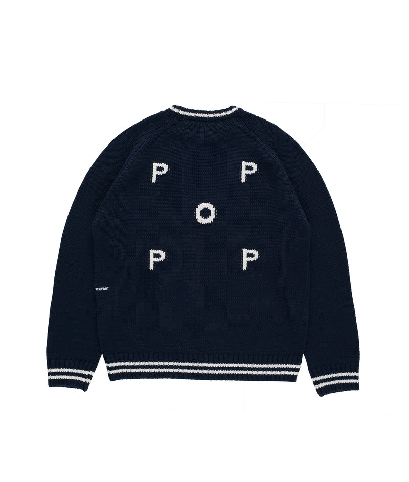 POP TRADING CO/ポップトレーディングカンパニー/Pop Knitted Logo Crewneck Navy ネイビー S