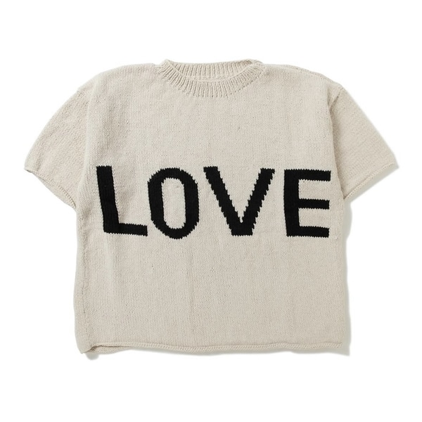 MacMahon Knitting Mills/マクマホンニッティングミルズ/BIG-S/S CREW NECK KNIT-LOVE WHITE FREE