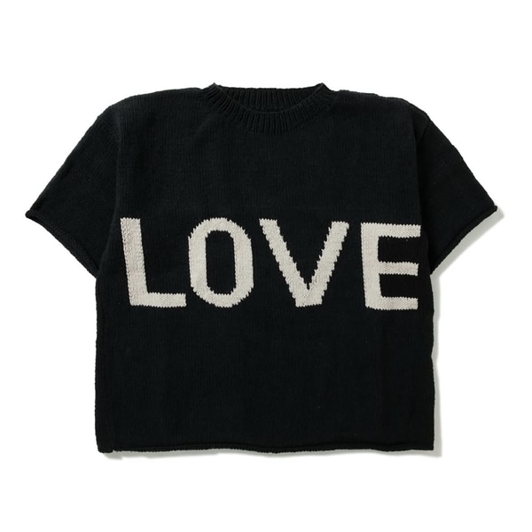 MacMahon Knitting Mills/マクマホンニッティングミルズ/BIG-S/S CREW NECK KNIT-LOVE BLACK FREE