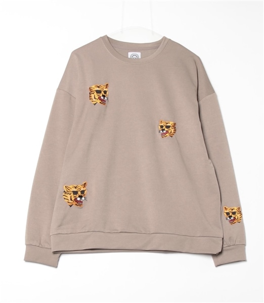 B omnivore/ビーオムニボー/ストレッチポンチランダム刺繍トラL/S PO ベージュ M