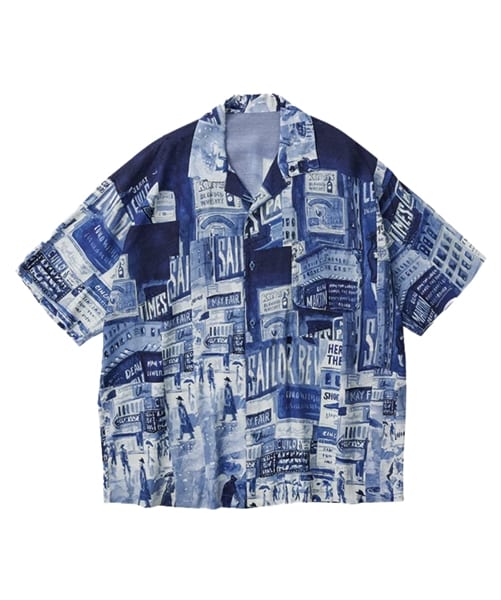 Porter Classic/ポータークラシック/ALOHA SHIRT TIMES SQUARE アロハシャツ ブルー L