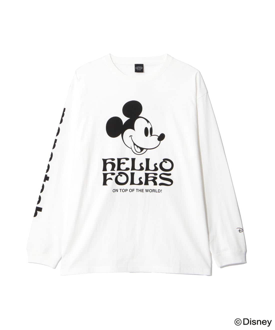MANASTASH/マナスタッシュ/MICKEY L/S TEE HELLO FOLKS　ロンT ミッキー　ディズニー ホワイト M