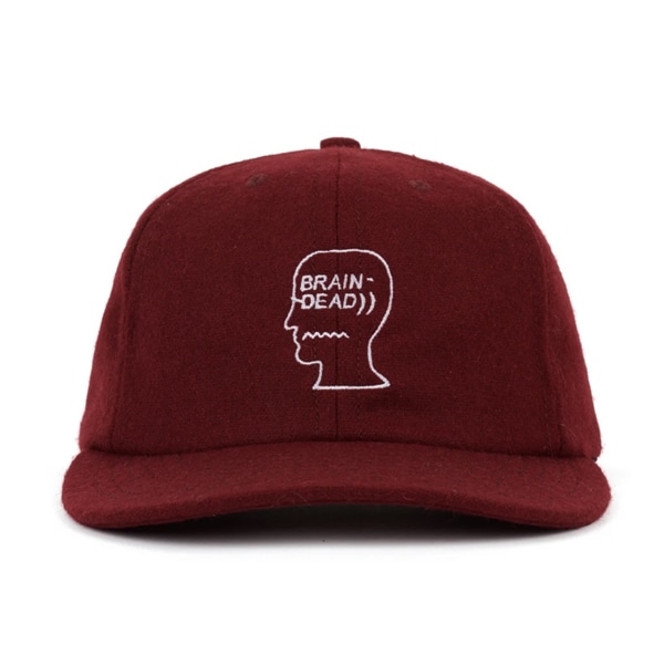BRAIN DEAD/ブレインデッド/FLANNEL LOGOHEAD 6 PANEL HAT- BURGUNDY BURGUNDY FREE