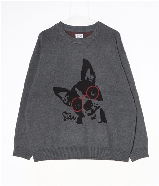 B omnivore/ビーオムニボー/DOG SWEAT CREW ドッグスウェットクルー チャコールグレー M