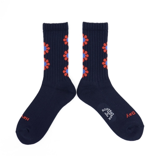 ROSTER SOX/ロスターソックス/PEACE ピース　花　メンズ　レディース NAVY 1