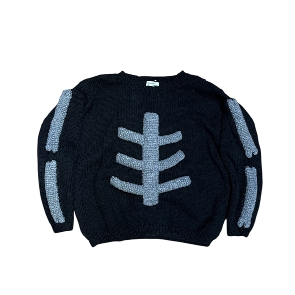MacMahon Knitting Mills /マクマホンニッティングミルズ/Crew Neck Knit-3D Bone BLACK/GRAY FREE