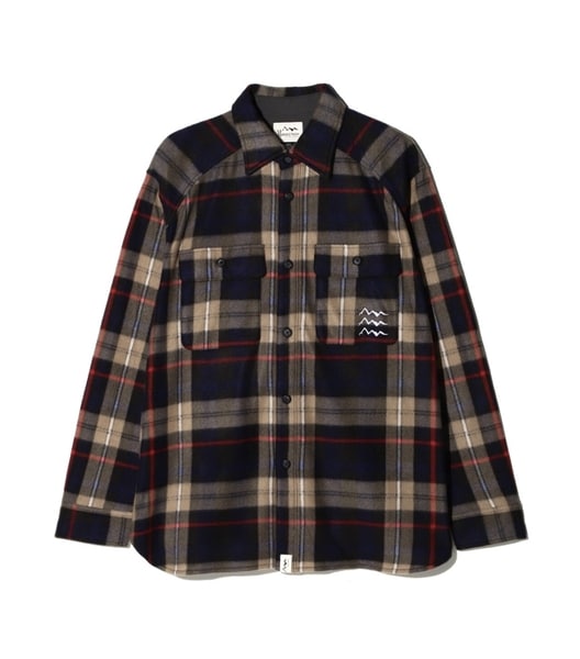MANASTASH/マナスタッシュ/FLEECE PLAID CPO SHIRT ネイビー S