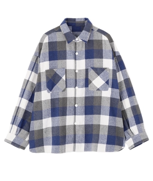 B omnivore/ビーオムニボー/BLOCK CHECK SHIRTS ブロックチェックシャツ BLUE M