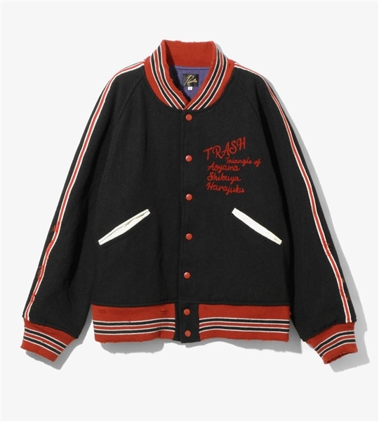 NEEDLES/ニードルズ/DECONSTRUCTED LETTERED JACKET - WOOL MELTON BLACK L