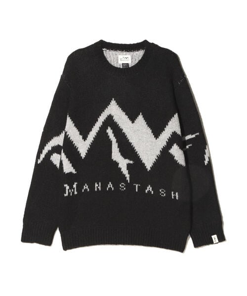 MANASTASH/マナスタッシュ/LOGO SWEATER ニット ブラック M