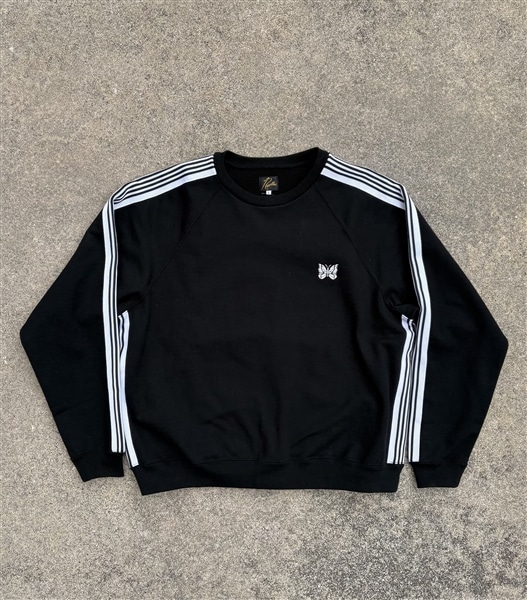 Needles×BEAVER/ニードルズ×ビーバー　別注Track Crew - Cotton Jersey -BLACK- トラッククルー -スウェット BLACK M