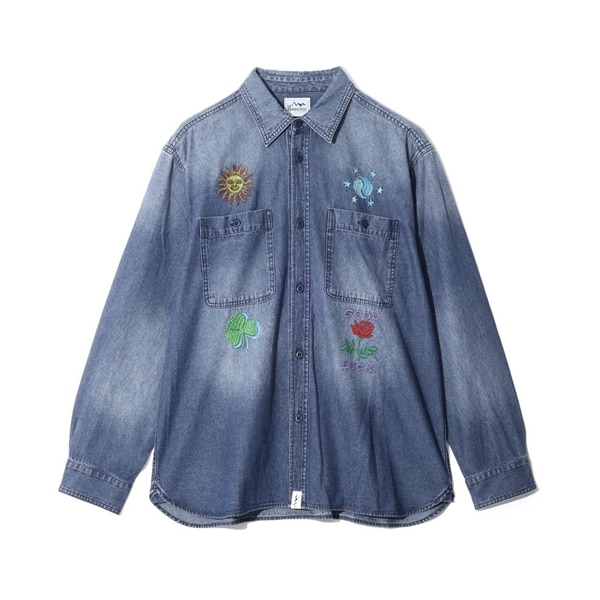 MANASTASH/マナスタッシュ/EMBROIDERY SHIRTS ブルー S