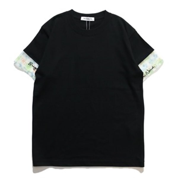 The NERDYS/ナーディーズ/Brigitte Tanaka×The NERDYS Pattern Sleeve T-shirt ブリジットタナカ Black S