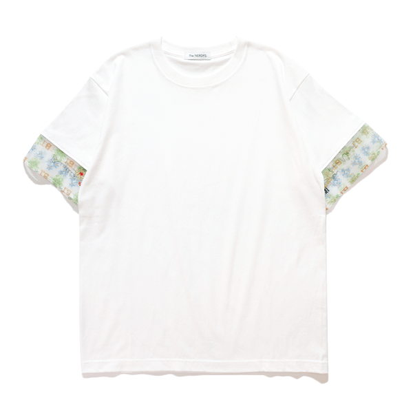 The NERDYS/ナーディーズ/Brigitte Tanaka×The NERDYS Pattern Sleeve T-shirt ブリジットタナカ White S