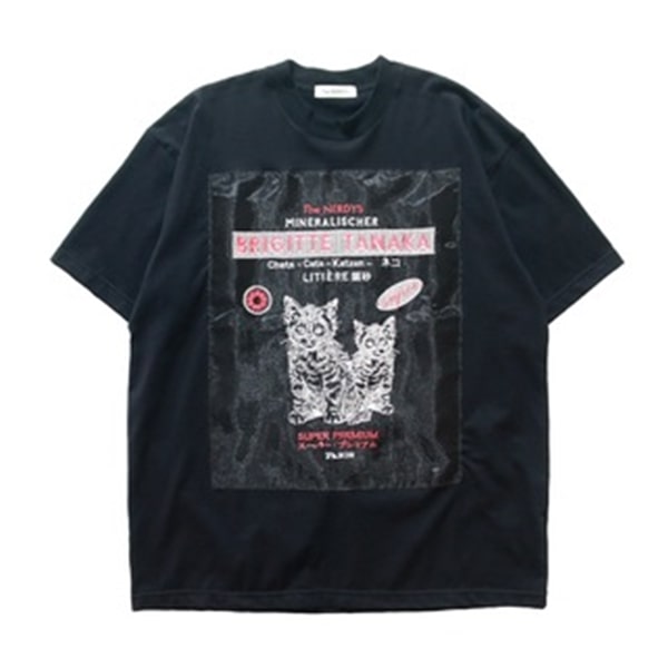 The NERDYS/ナーディーズ/Brigitte Tanaka×The NERDYS CATS T-shirt ブリジットタナカ Black S