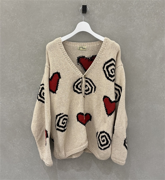 MacMahon Knitting Mills /マクマホンニッティングミルズ/Heart&Swirls Cardigan WHITE FREE