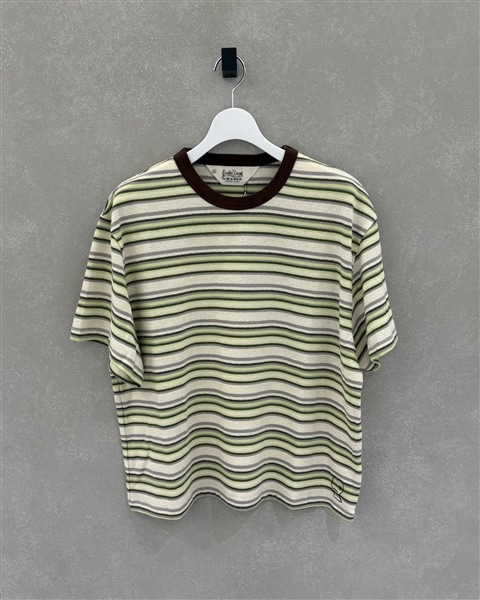 BRAIN DEAD/ブレインデッド/Looped Stripe T-Shirt GREEN MULTI M