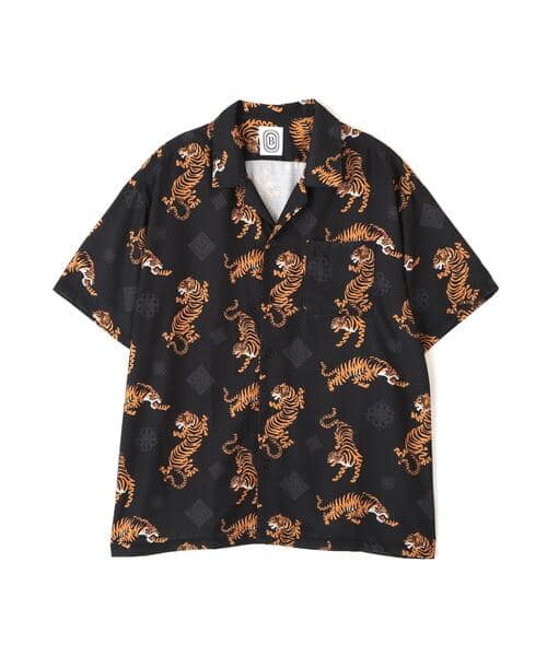 B omnivore/ビーオムニボー/TIGER S/S SHIRT シャツ BLACK M