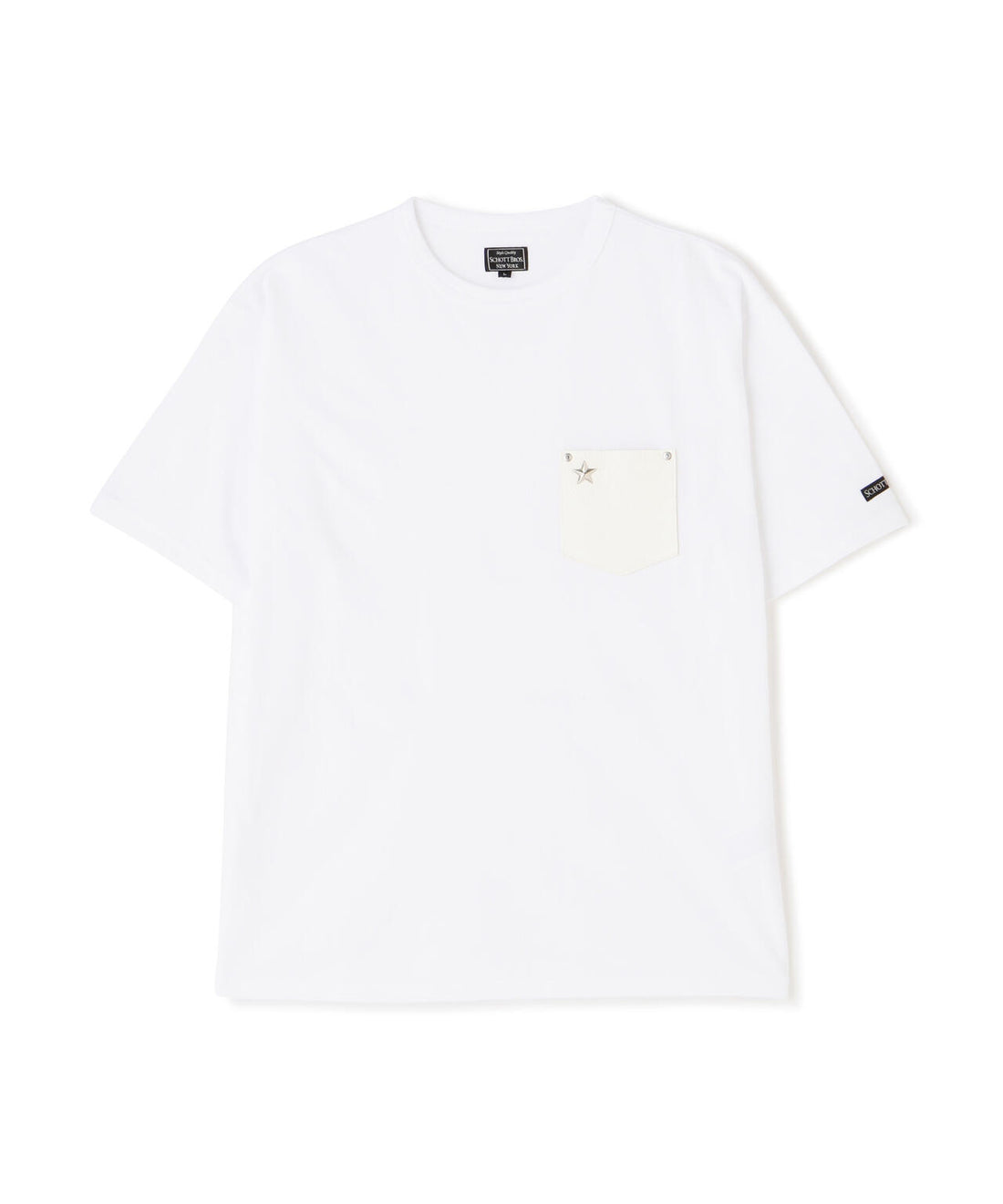 Schott/ショット/ONESTAR LEATHER POCKET T-SHIRT/ワンスターレザーポケット Tシャツ ホワイト S