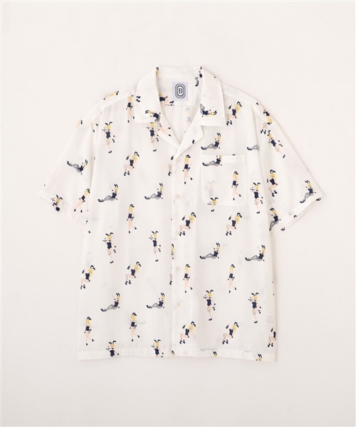 B omnivore/ビーオムニボー/BUNNY S/S SHIRT 半袖シャツ　柄シャツ　バニー OFF WHITE M