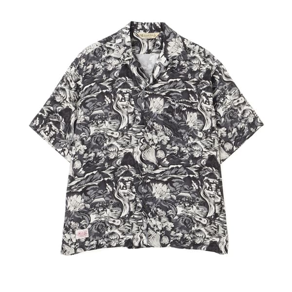 Schott×PJ/ショット×パイナップルジュース/WATER VALLEY RAYON SHIRT/ウォーター バリー レーヨンシャツ ブラック M
