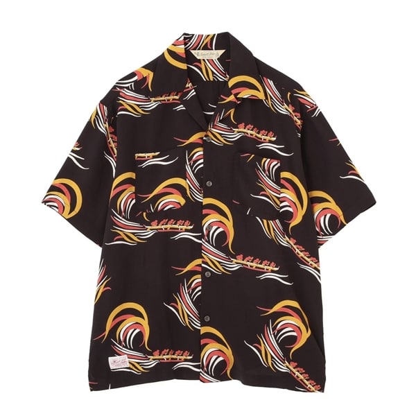 Schott×PJ/ショット×パイナップルジュース/BOAT RAYON SHIRT/ボート レーヨンシャツ ブラック M