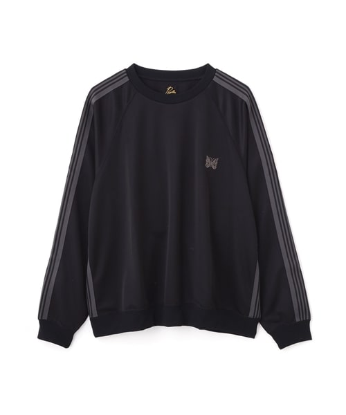NEEDLES×BEAVER/ニードルズ×ビーバー/別注Track Crew Neck Shirt - Poly Smooth -BLACK- 26FW トラッククルーネックシャツ BLACK S