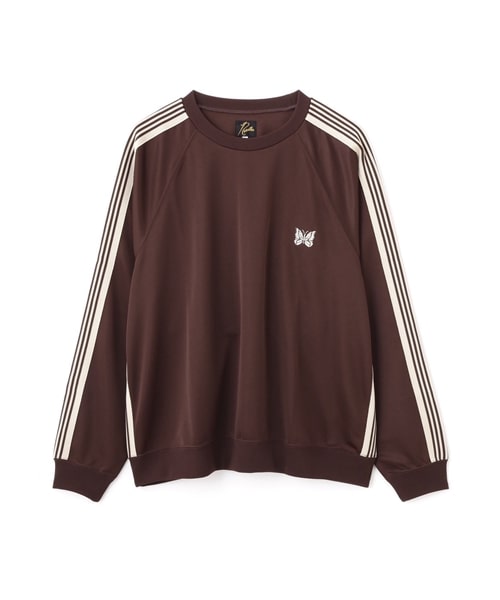 NEEDLES×BEAVER/ニードルズ×ビーバー/別注Track Crew Neck Shirt - Poly Smooth -BROWN- 26FW トラッククルーネックシャツ BROWN S