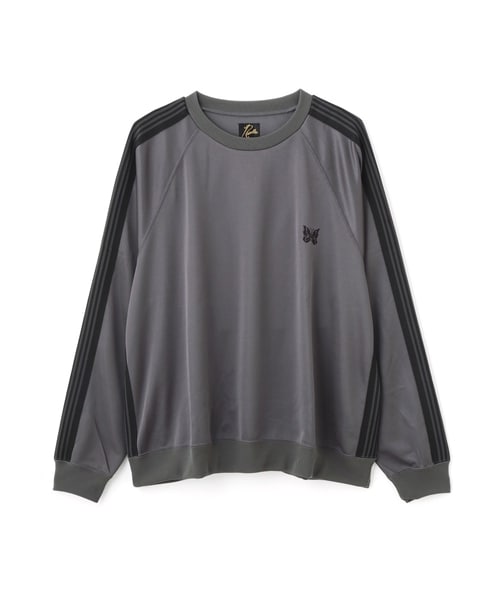 NEEDLES×BEAVER/ニードルズ×ビーバー/別注Track Crew Neck Shirt - Poly Smooth -CHARCOAL- 26FW トラッククルーネックシャツ CHARCOAL S
