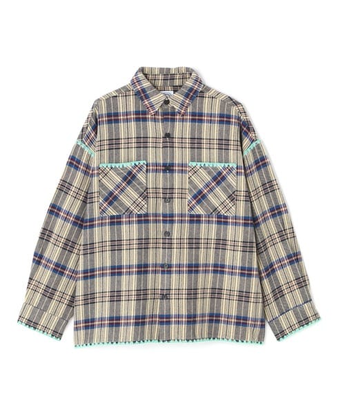 B omnivore/ビーオムニボー/HAND STITCH FLANNEL ハンドステッチフランネルシャツ ホワイト M