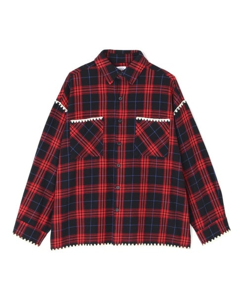 B omnivore/ビーオムニボー/HAND STITCH FLANNEL ハンドステッチフランネルシャツ レッド M