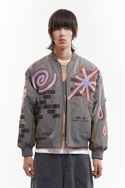 P.A.M.(Perks And Mini)/パム(パークスアンドミニ)/ADORNED REVERSIBLE BOMBER JACKET  リバーシブルボンバージャケット DRABS L