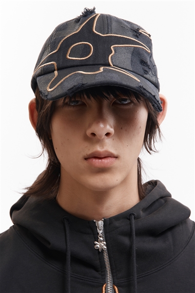P.A.M.(Perks And Mini)/パム(パークスアンドミニ)/DISTRESSED URCHIN TAG BASEBALL CAP キャップ　帽子 BLACK WASH FREE