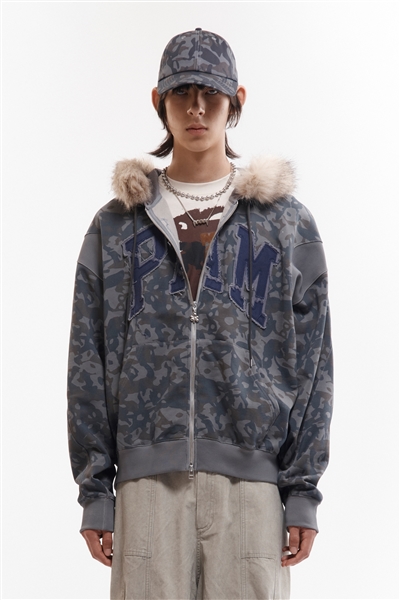 P.A.M.(Perks And Mini)/パム(パークスアンドミニ)/ABC FUR TRIM HOODED ZIP THRU SWEAT ジップフーディー　パーカー ABC M