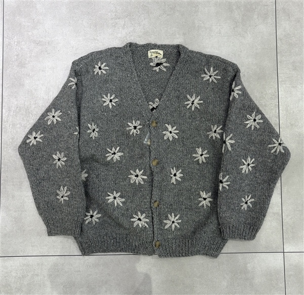 MacMahon Knitting Mills /マクマホンニッティングミルズ/Button Cardigan - Embroider GRAY FREE