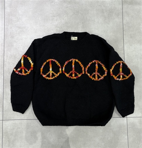 MacMahon Knitting Mills /マクマホンニッティングミルズ/Crew Neck Knit - Peace BLACK FREE