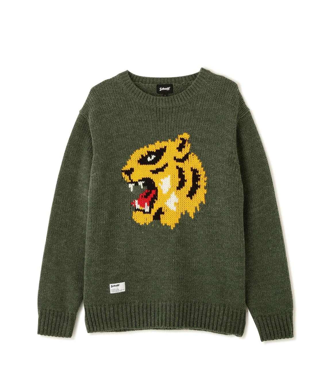 Schott/ショット/CREW KNIT FACE TIGER/クルー ニット フェイス タイガー グリーン M