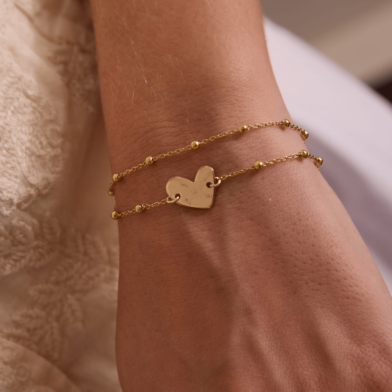 DOUBLE COEURブレスレット ゴールド FREE