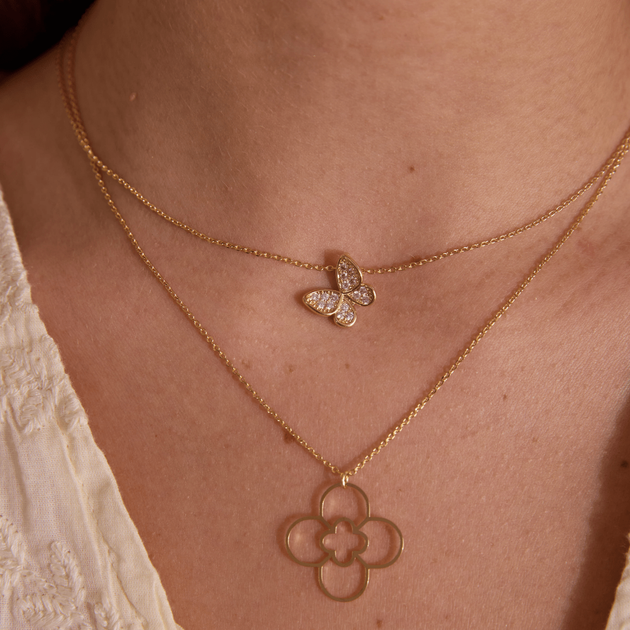 PAPILLON STRASSネックレス ゴールド FREE