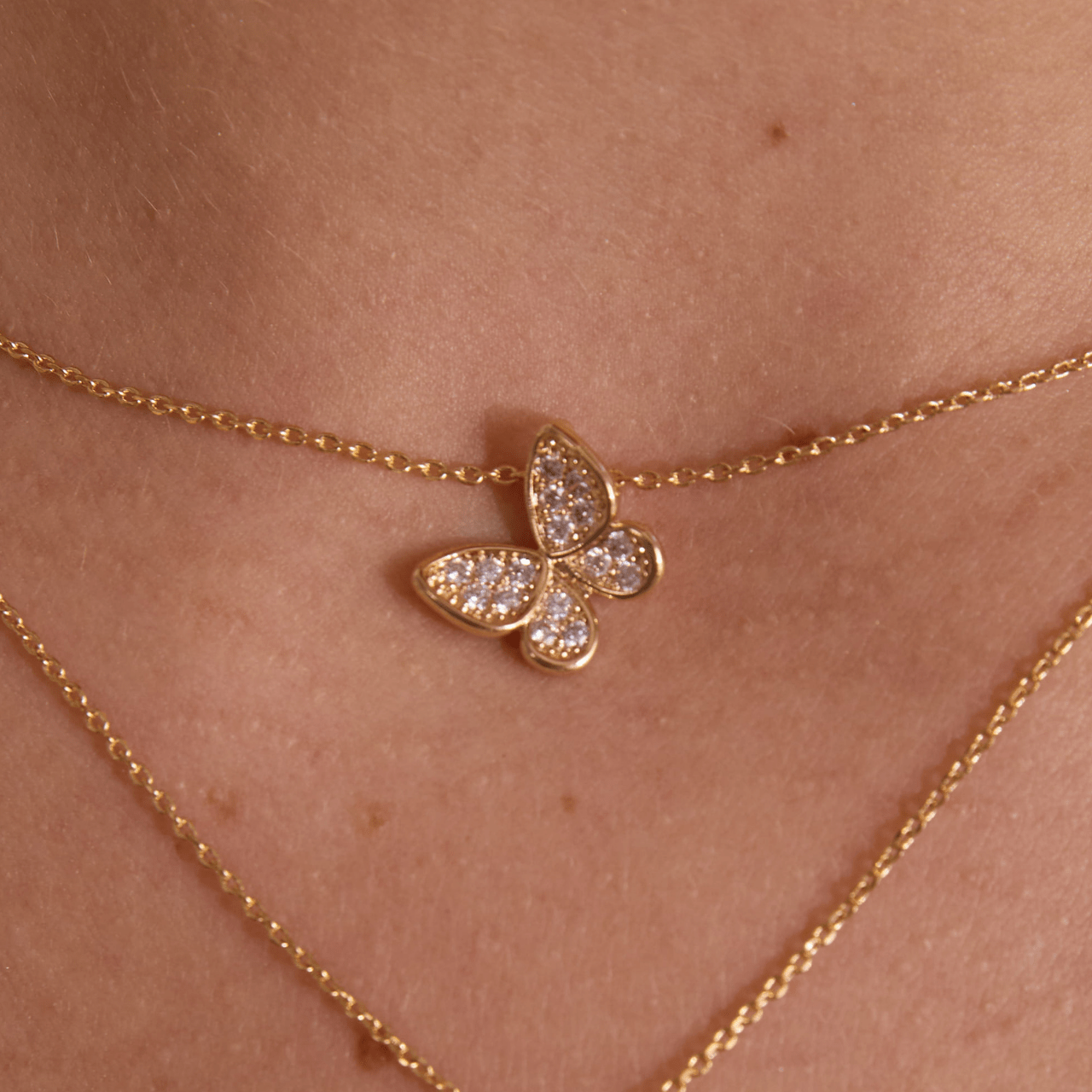 PAPILLON STRASSネックレス ゴールド FREE