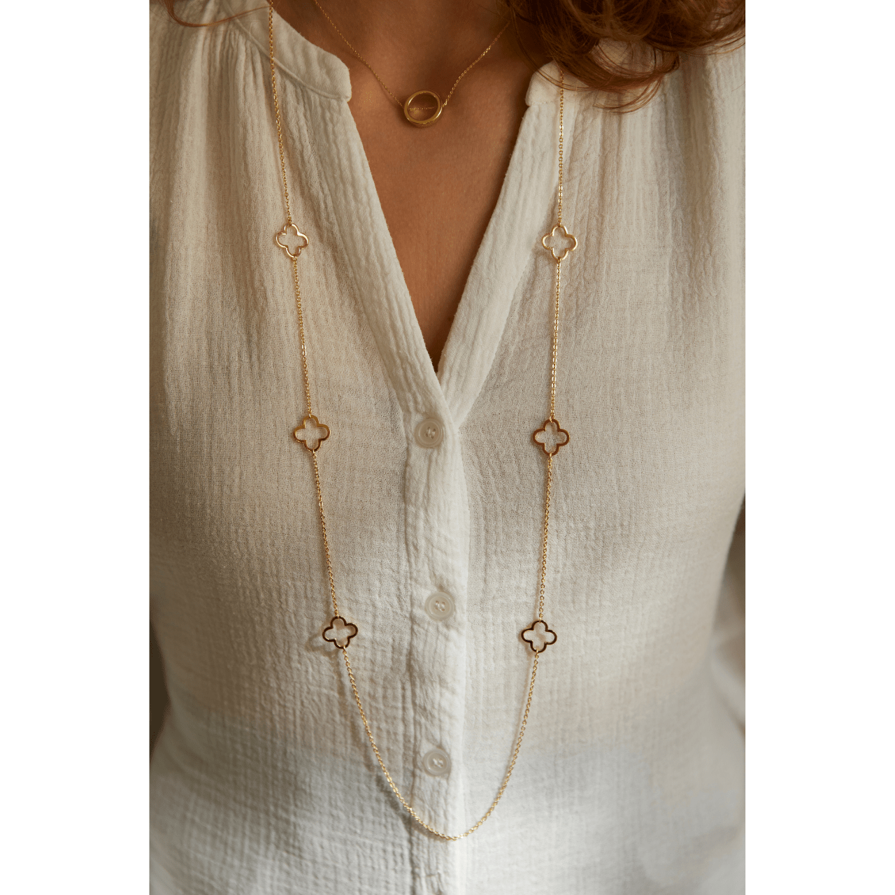 6 TREFLES ロングネックレス ゴールド Free