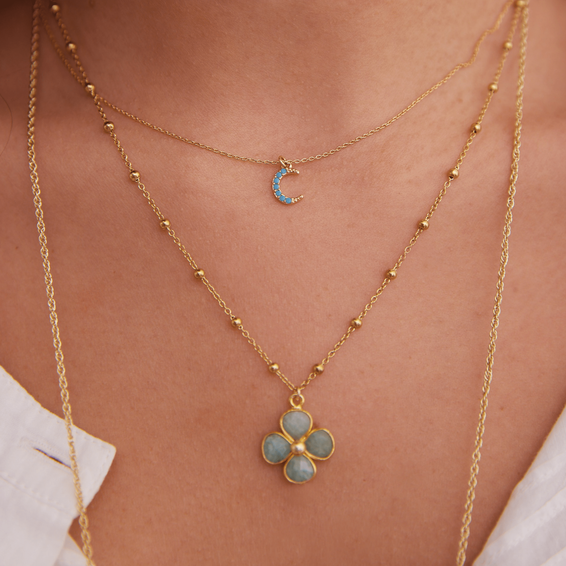 MARGUERITE AMAZONITEネックレス ゴールド Free
