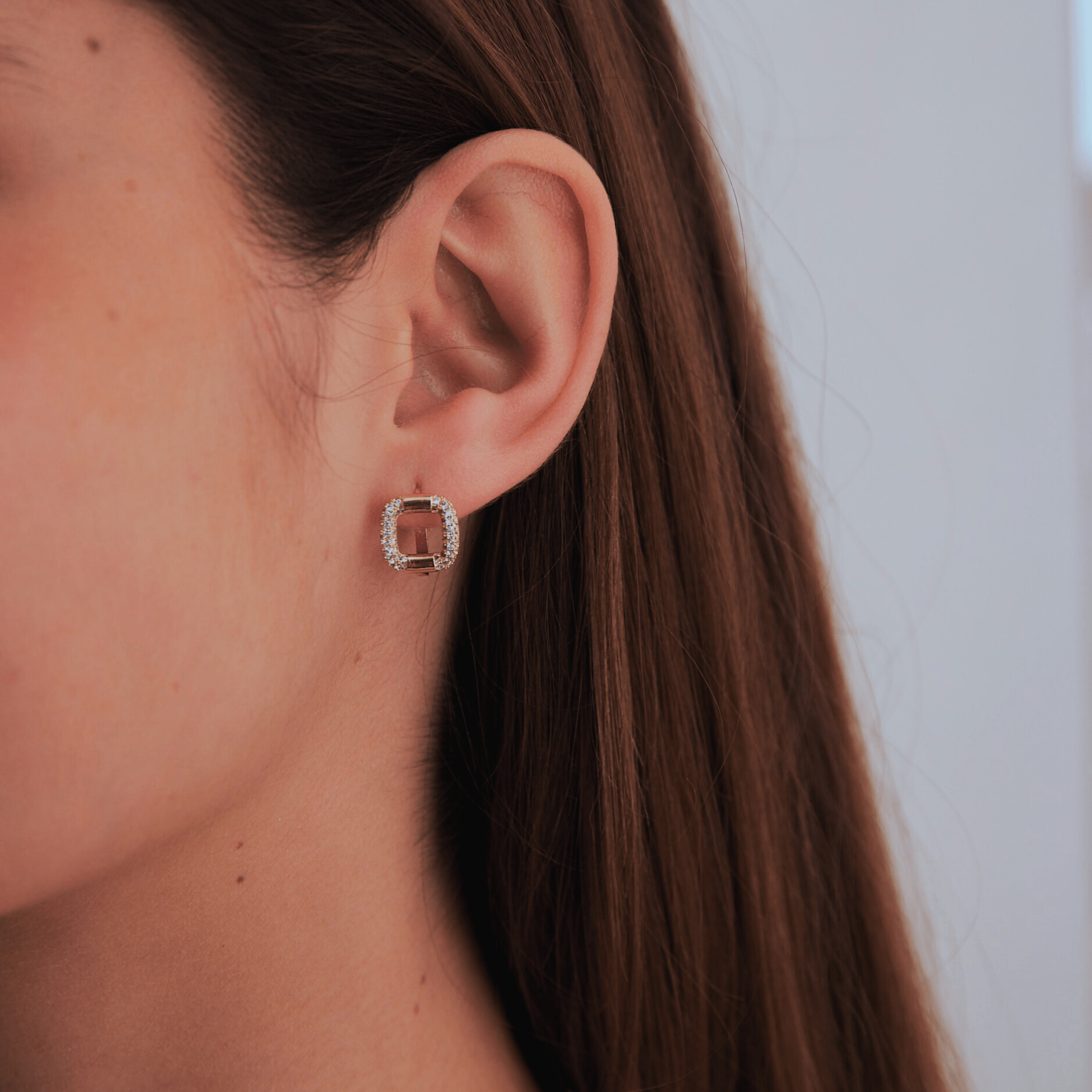 CREOLE CARRE STRASSピアス ゴールド Free