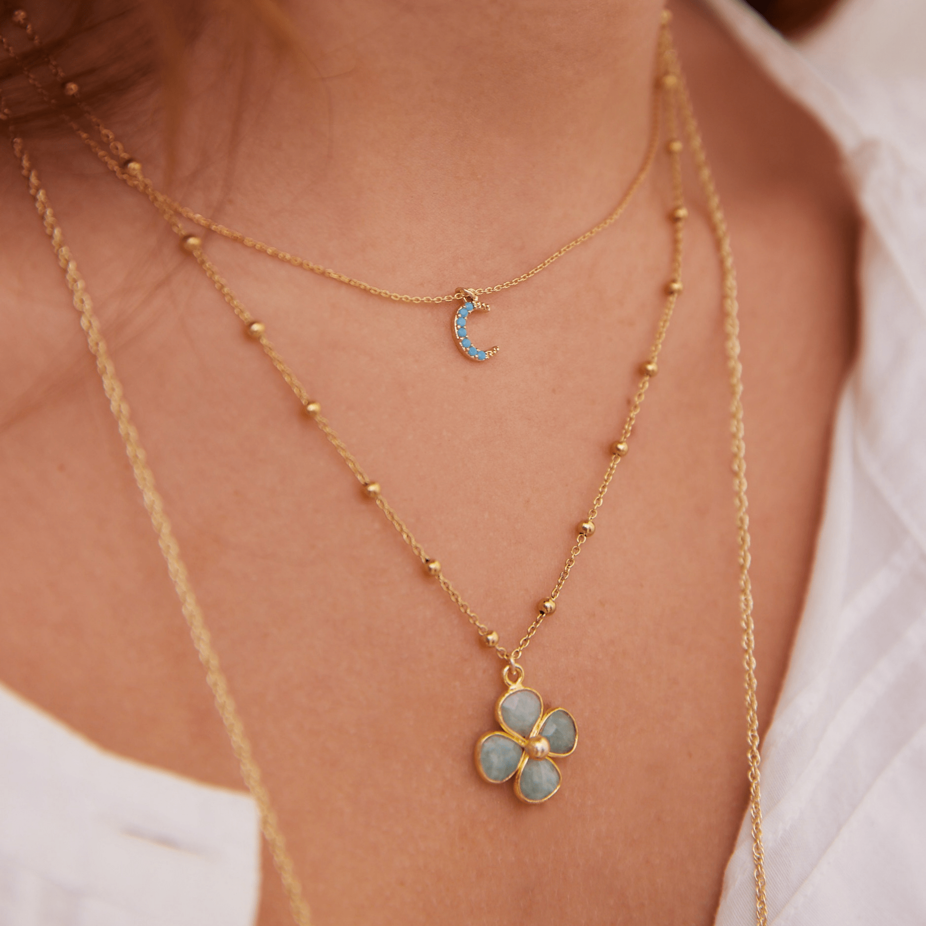 MARGUERITE AMAZONITEネックレス ゴールド Free