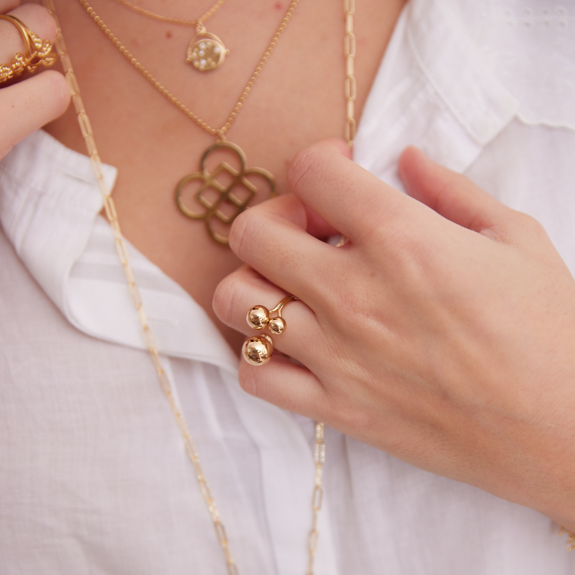 3 BOULESリング ゴールド Free