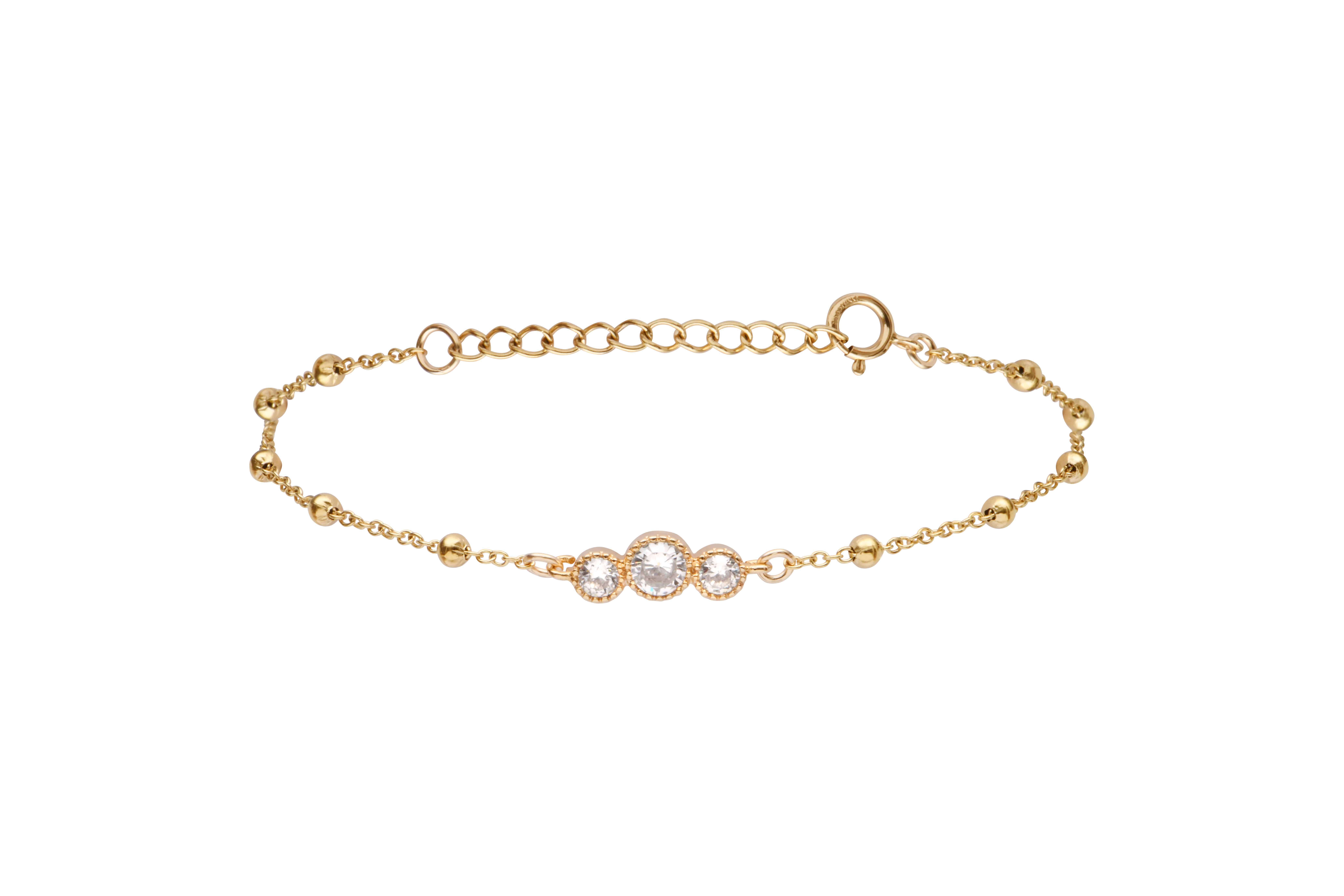 3 DIAMSブレスレット ゴールド Free