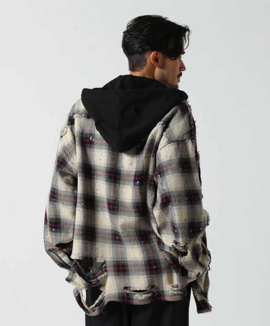 FR(13)NDS/フレンズ/Cotton Damege Shirt/ダメージチェックシャツ【ベージュ】